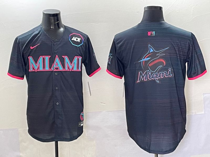 Men 2025 Miami Marlins Blank Black Joint Name Nike MLB Jersey style 7->miami marlins->MLB Jersey